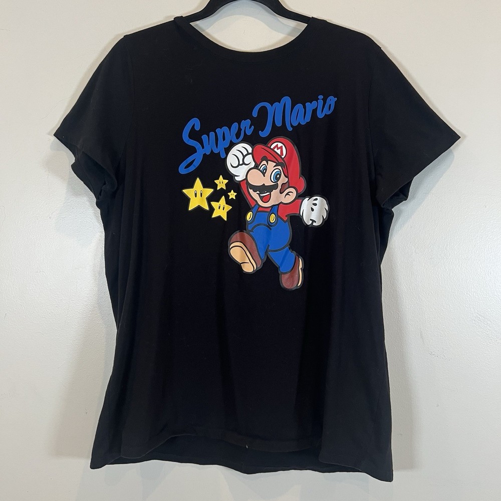 Super Mario Black T-Shirt Women's Graphic Tee L