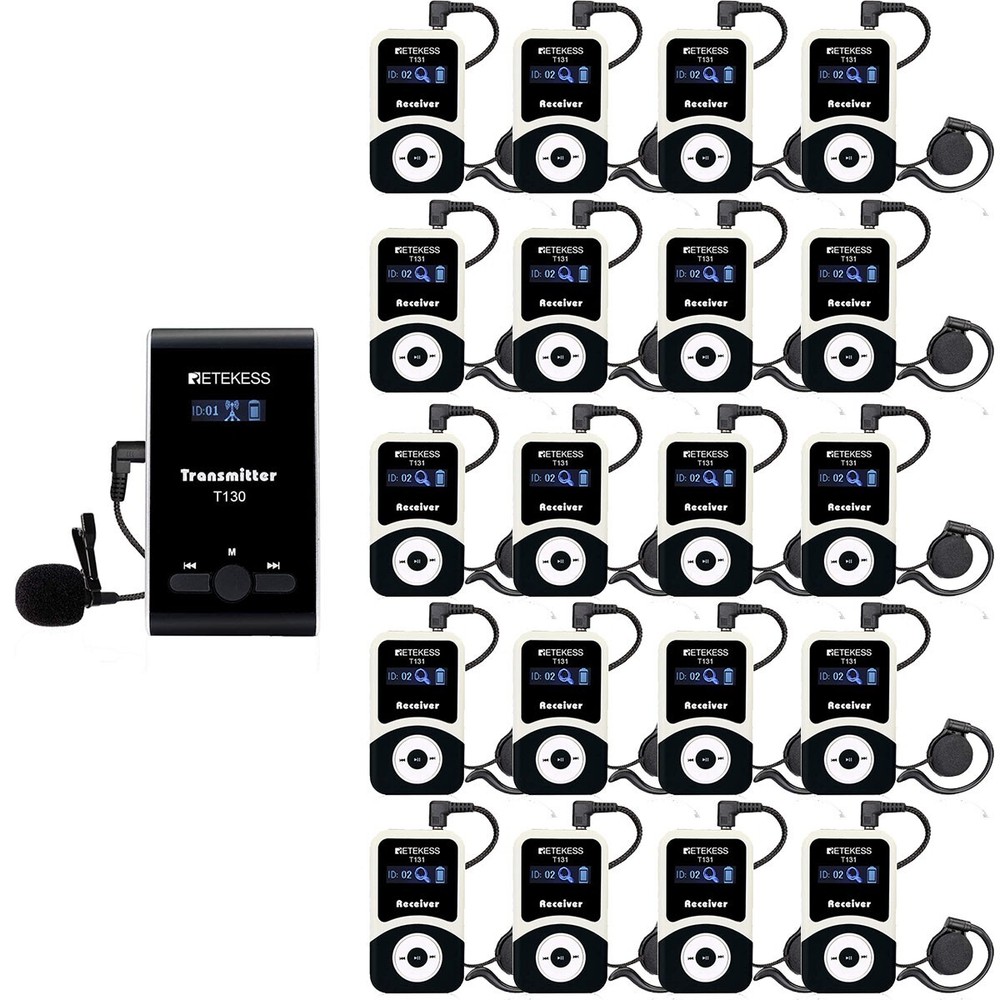 Retekess T130 Wireless Audio Tour Guide System Transmitter 20 Receiver Travel