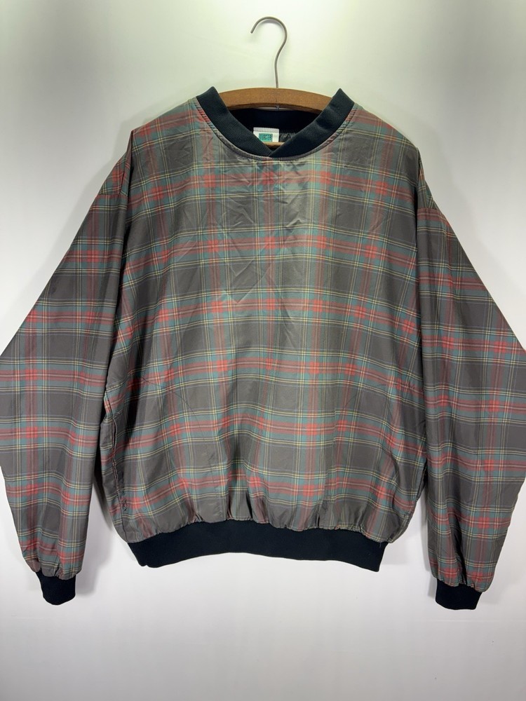 VINTAGE 90s Turfer Jacket Mens Large Windbreaker Pullover Blair Tartan Plaid