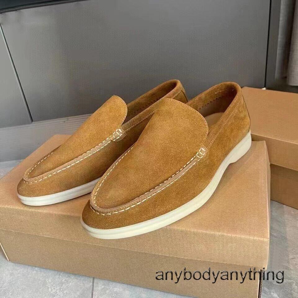 Men's Suede Slip-On Flat Heels Round Toe Casual Shoes Lazy Loafers Classic Shoes