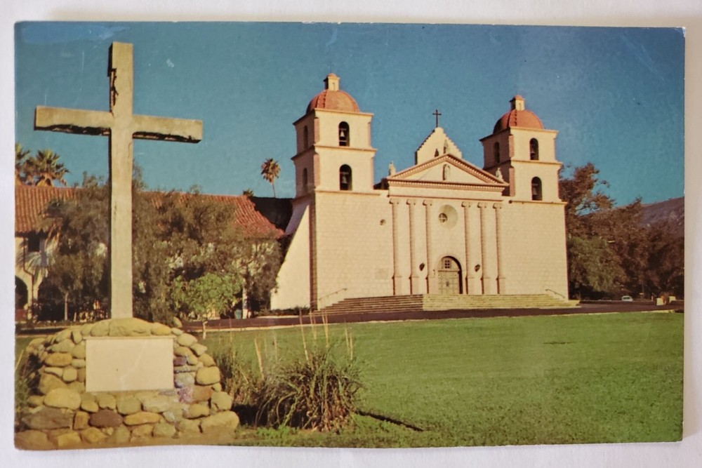 Postcard Santa Barbara Mission Church California USA Queen of the Missions