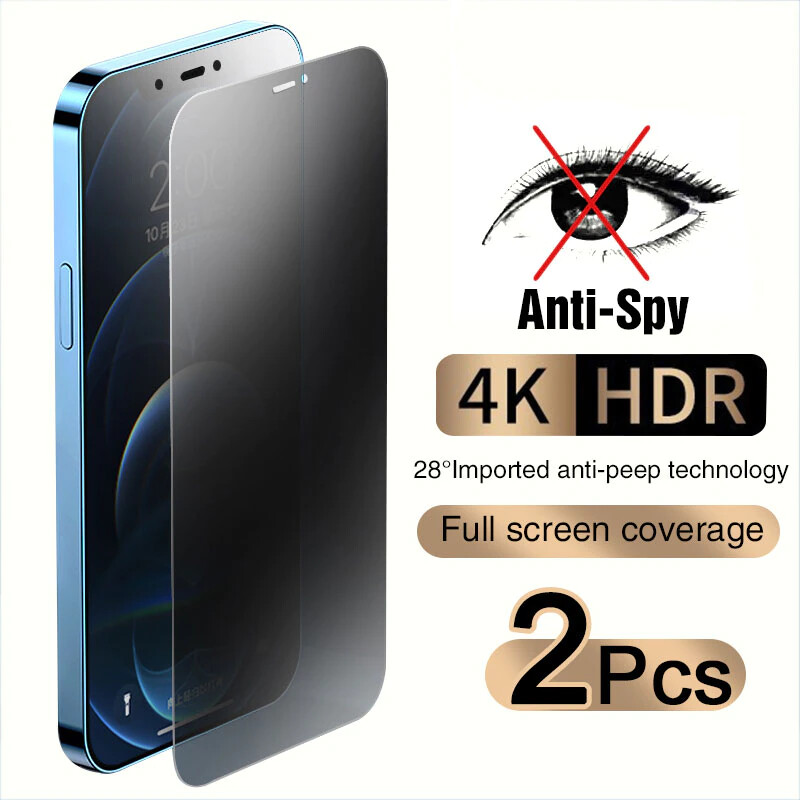 2PCS Privacy Tempered Glass Screen Protector For iPhone 16 15 14 Plus 13 Pro Max