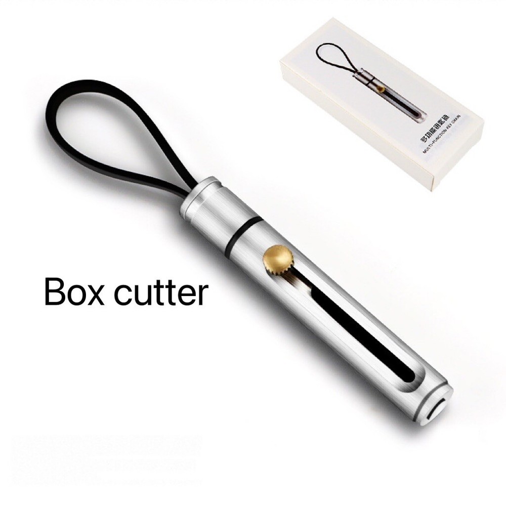 Box Cutter Package Opener Keychain- silver