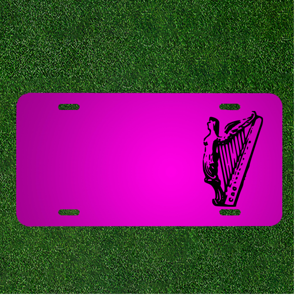 Personalized Car License Plate Featuring Harp Angel with Custom Names