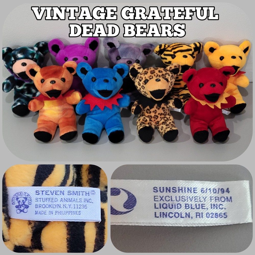 Grateful Dead 7-Inch Bear Stuffed Animal Plush Lot 1980s 1990s Vintage Clean Bean Bag