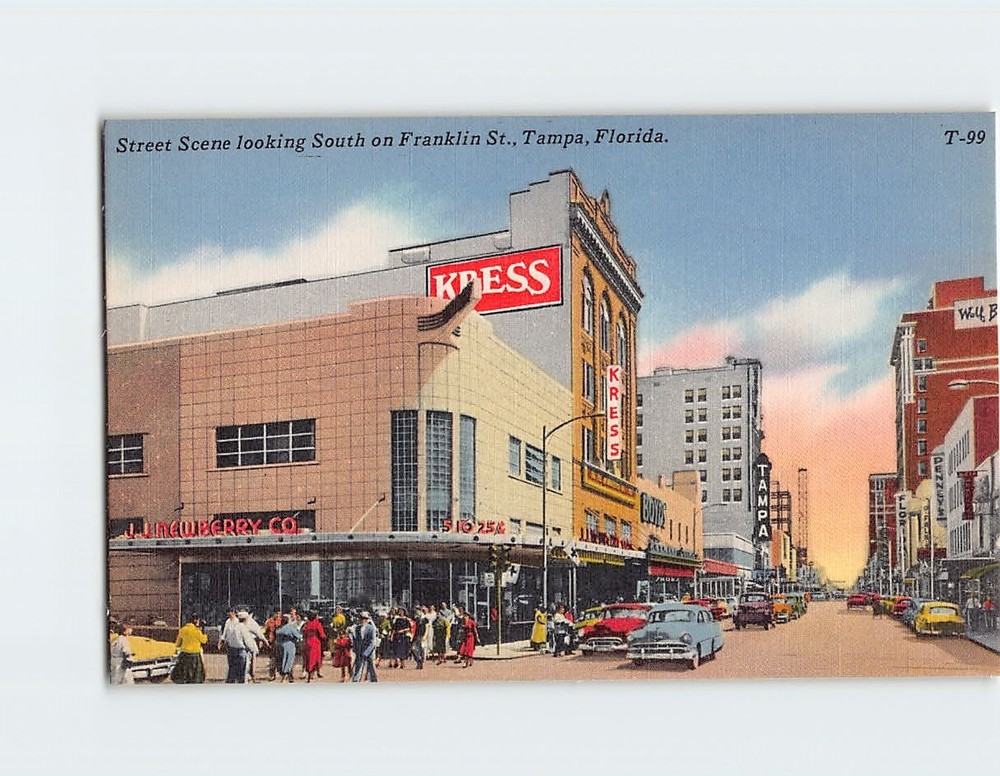 Postcard Street Scene looking South on Franklin St. Tampa Florida USA