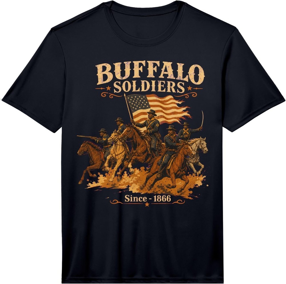 Mens Buffalo Soldiers Military History Abstract Art Performance T-Shirt-image