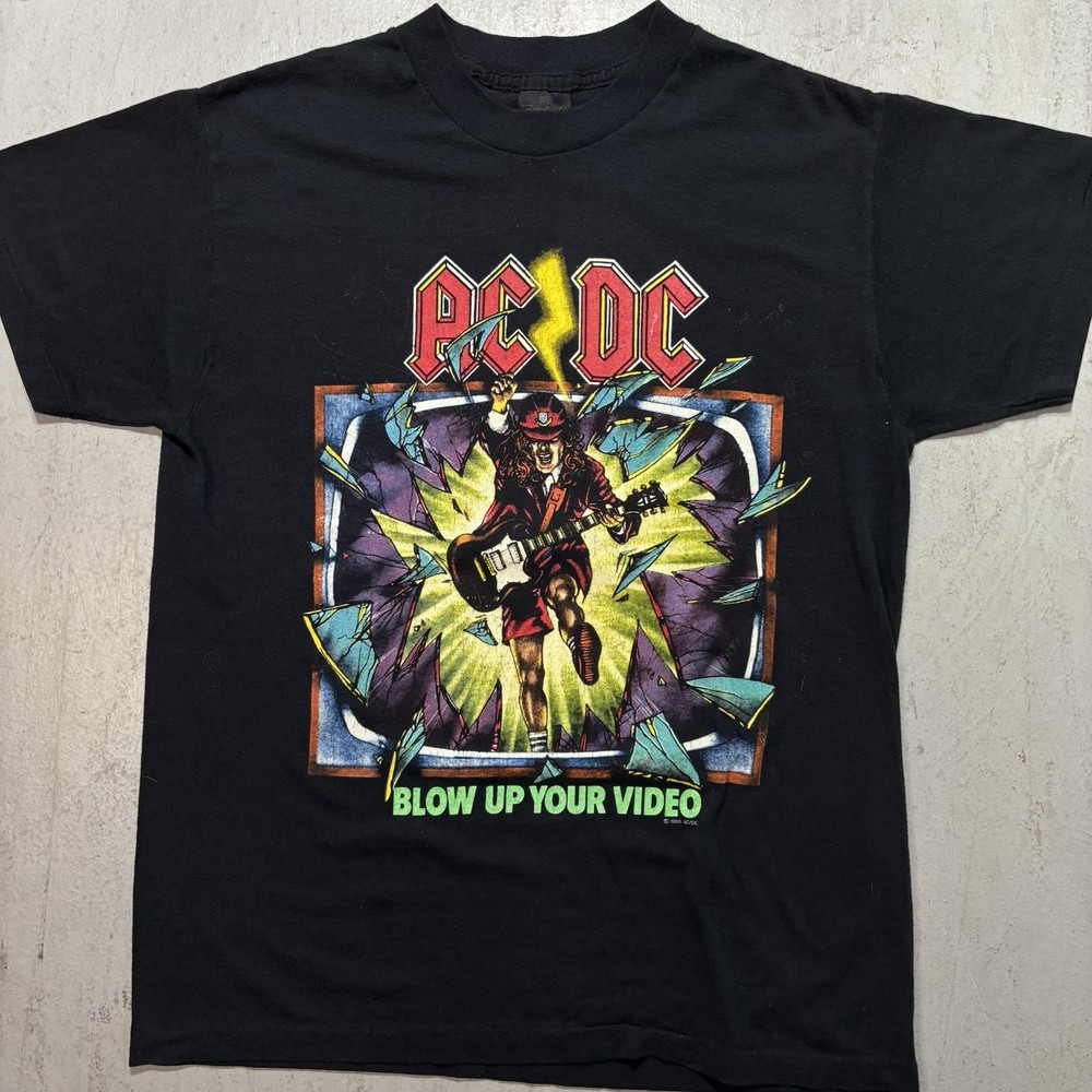 Vintage 1988 ACDC Blow Up Your Video World Tour Band Music T Shirt Size L
