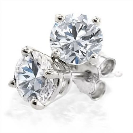 Diamond Simulated Stud Earrings in Solid Sterling Silver