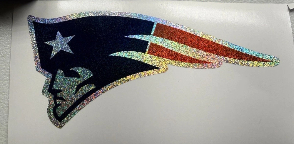 New England Patriots Holographic Tiny Sparkle Vinyl Decal Left Facing
