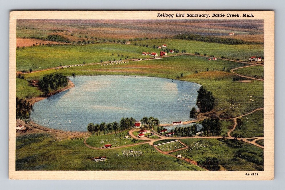Michigan MI Battle Creek Kellogg Bird Sanctuary Vintage Postcard