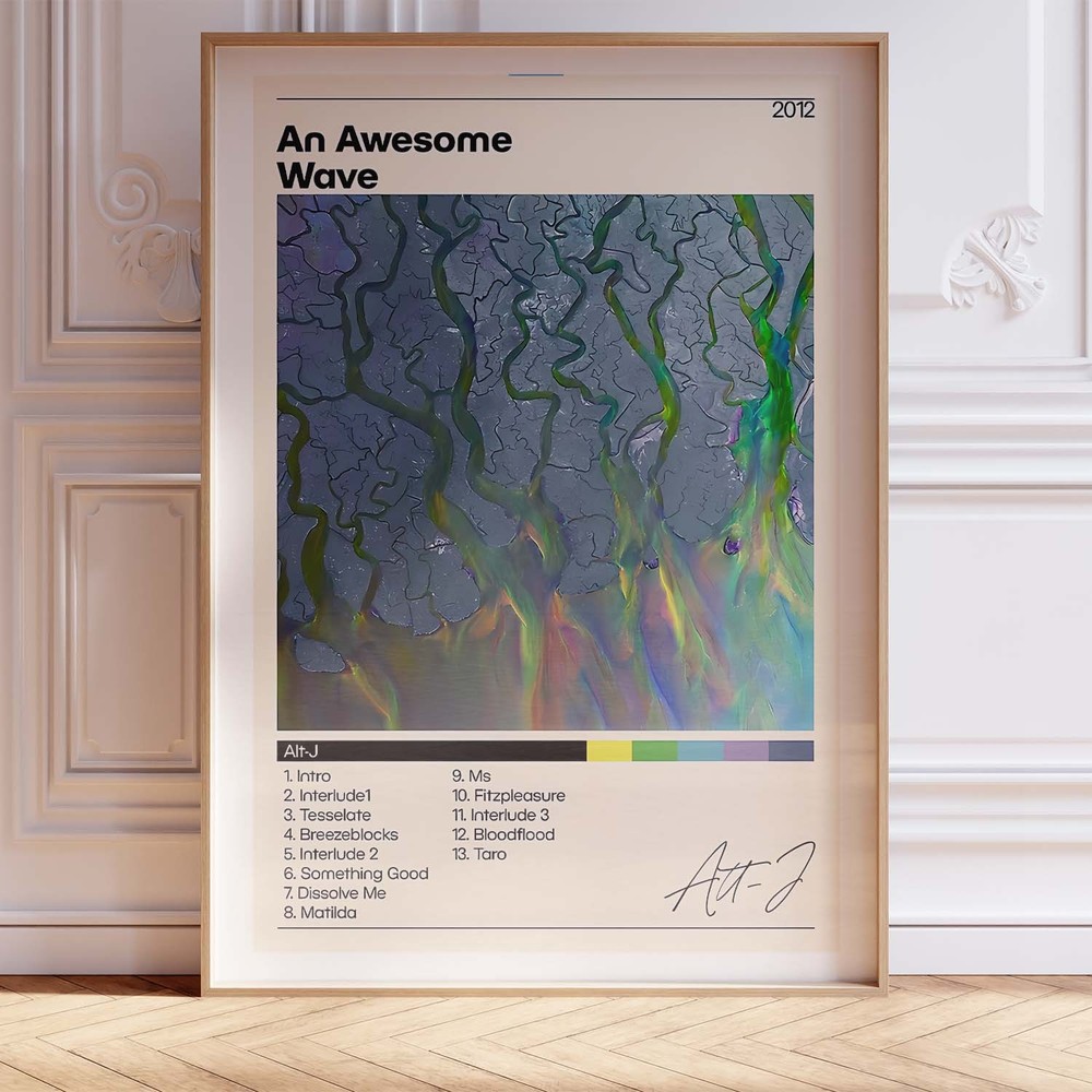 Wooden Framed Poster 12x18 Alt-J An Awesome Wave Tracklist Music