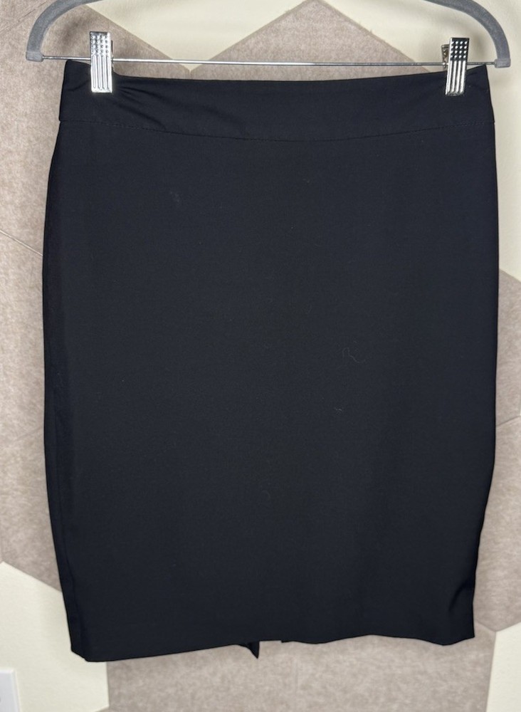 Ann Taylor Factory Black Pencil Skirt Back Slit Knee Length Women’s Size 4