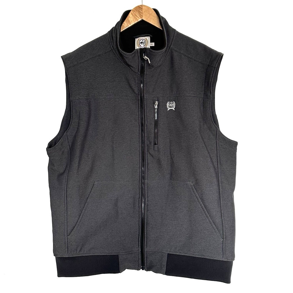 Cinch Vest Jacket Men’s XXL Grey Softshell Fleece Lined Western Pockets Zipper