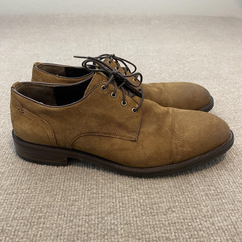 Johnston & Murphy Shoes Mens Size 10.5 M Brown Suede Cap Toe Derby Dress 27-1736
