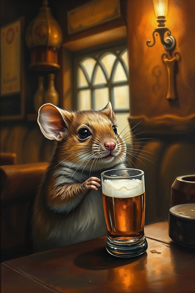 Fantasy Mouse Beer Pub High-Quality 4x6 Art Print
