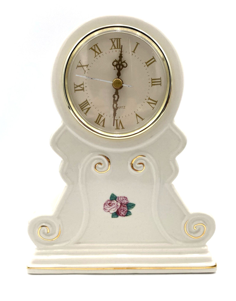 Paul Sebastian Limited Edition 1997 Porcelain Table/Mantle Clock w/Roses - Works