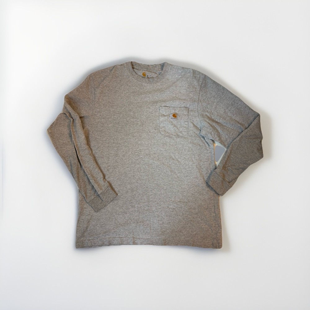 Carhartt Shirt Adult Medium Gray Long Sleeve Original Workwear Pocket Tee