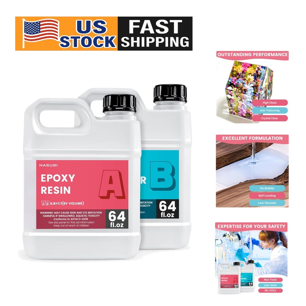 Crystal Clear Epoxy Resin - 1 Gallon, No Bubbles, UV Resistant for Art & Jewelry