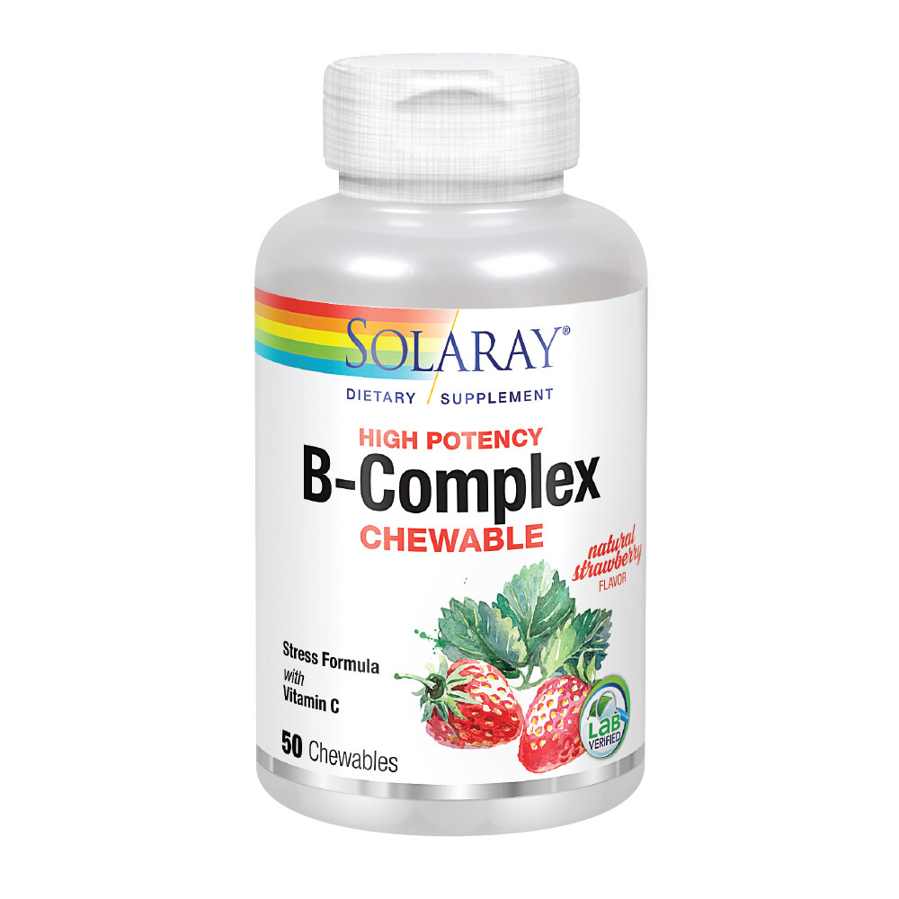Solaray Vitamin B-Complex 250mg Chewable | Natural Strawberry Flavor | Healthy H