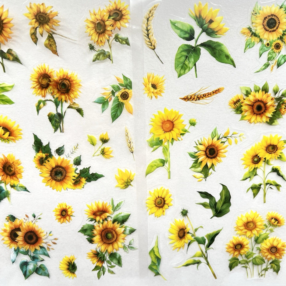 Sunflower Stickers 6 Sheets Summer Junk Journal Collage Planner Scrapbooking