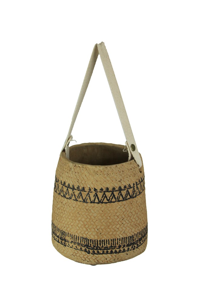 Canvas Hanging Cement Planter Indoor Outdoor Flower Pot Succulent Herb Holder