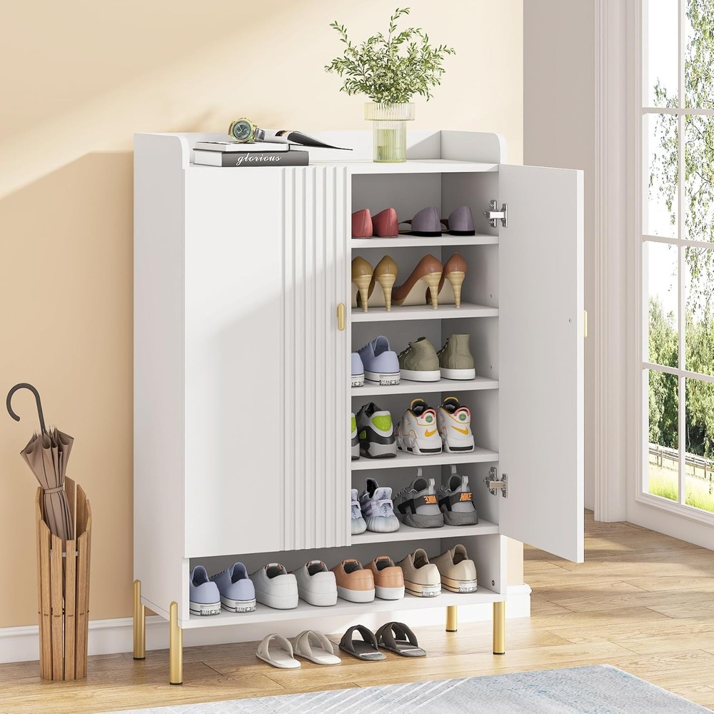 Shoe Cabinet Storage Entryway Slim 6-Tier Shoe Organizer Cabinet with Adjustable