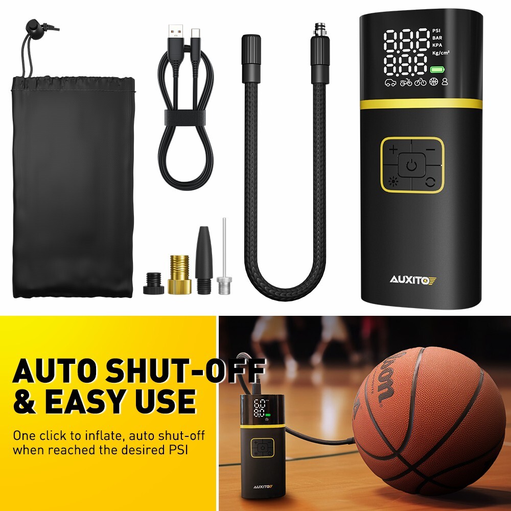 150PSI Car Electric Air Pump Rechargeable Auto Bike Pump Tire Inflator Portable