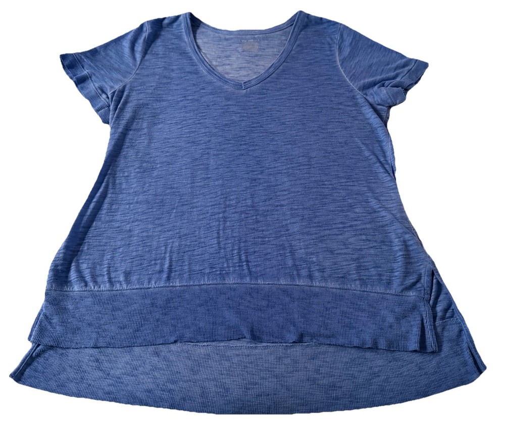 💙LANE BRYANT Short Sleeve V-Neck Asymmetrical Hem T-Shirt-Blue-Size 14/16💙