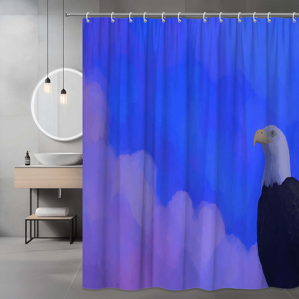 Eagle in Blue Purple Sky Shower Curtain Graphic Print