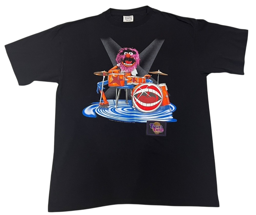 Vintage 1997 Muppets Animal Drumming T Shirt Touch Tone Single Stitch Black XL