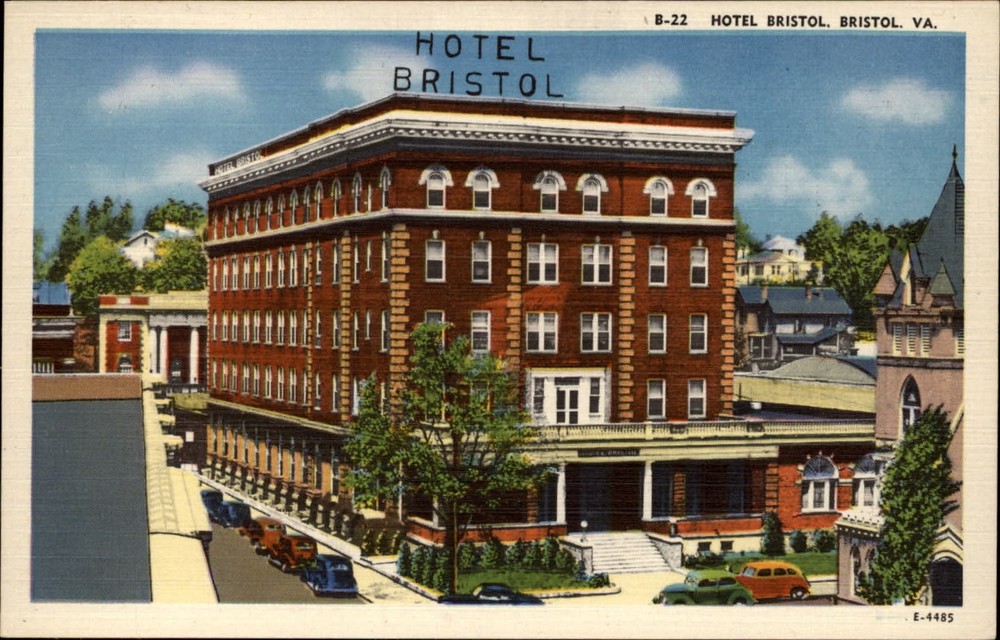 Hotel Bristol ~ Bristol Virginia ~ vintage 1930s linen postcard
