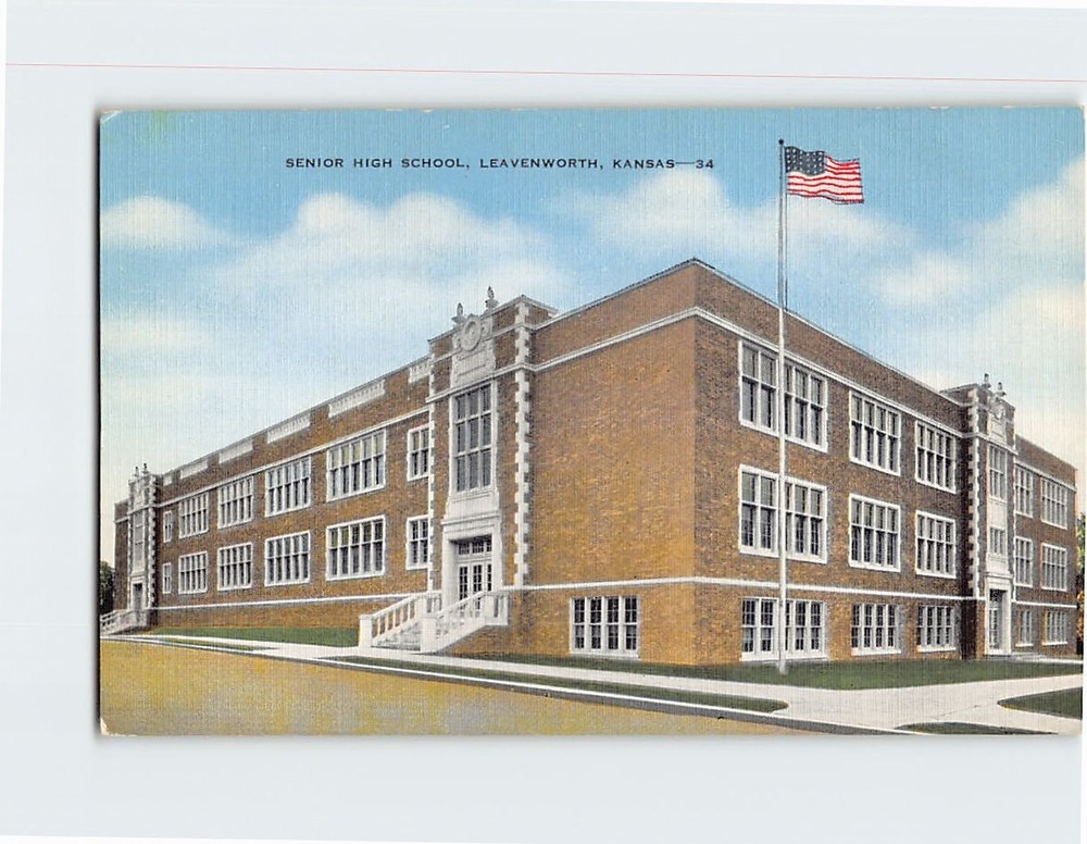 Postcard Senior High School Leavenworth Kansas USA