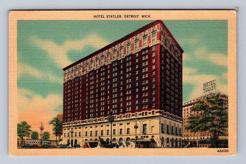 Detroit MI- Michigan Hotel Statler Vintage Postcard