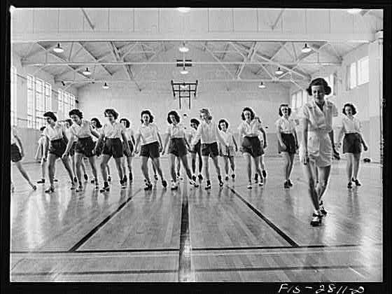 Photo:Ames Iowa USA 1940s Tap Dancing Class Gymnasium Iowa State College