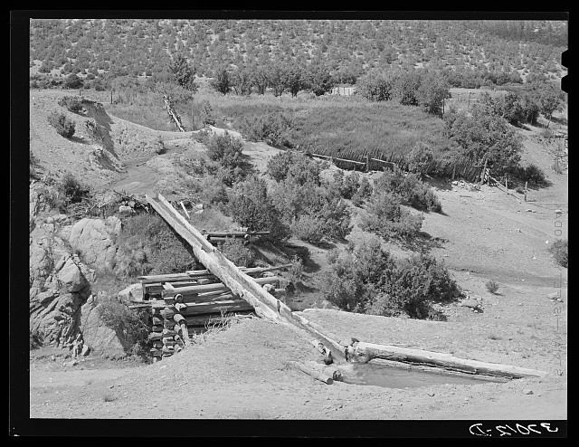 Photo:Trampas New Mexico 1940 Irrigation Water in Hollowed Log Ditch