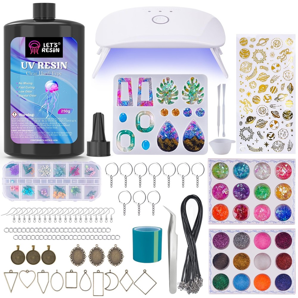 153Pcs Jewelry Making Kit with Clear Resin & Upgraded UV Lamp for DIY Crafting-image