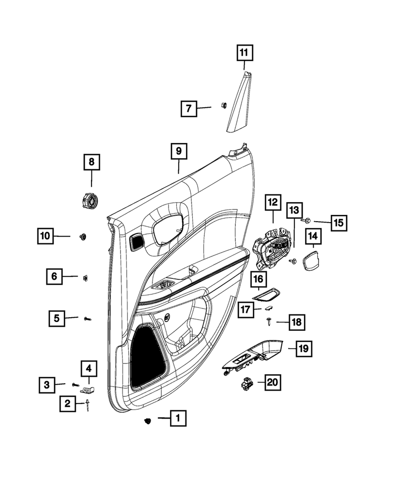 Genuine Mopar Rear Door Trim Panel Left 6WJ652X9AG