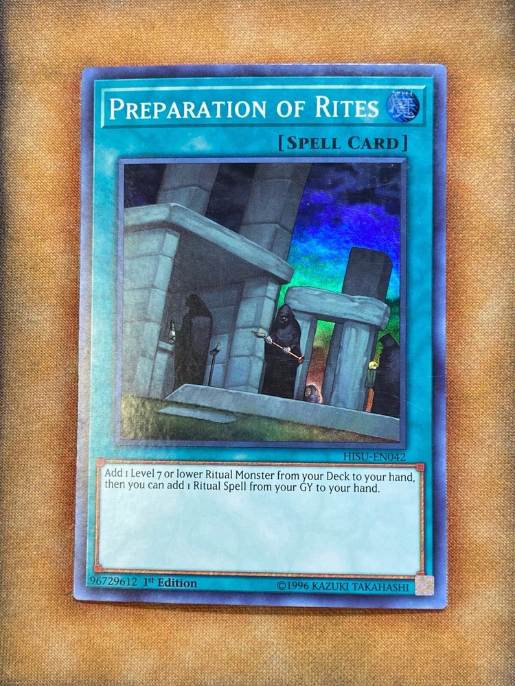 YuGiOh Preparation of Rites HISU-EN042 Super Rare 1st Edition Light Play