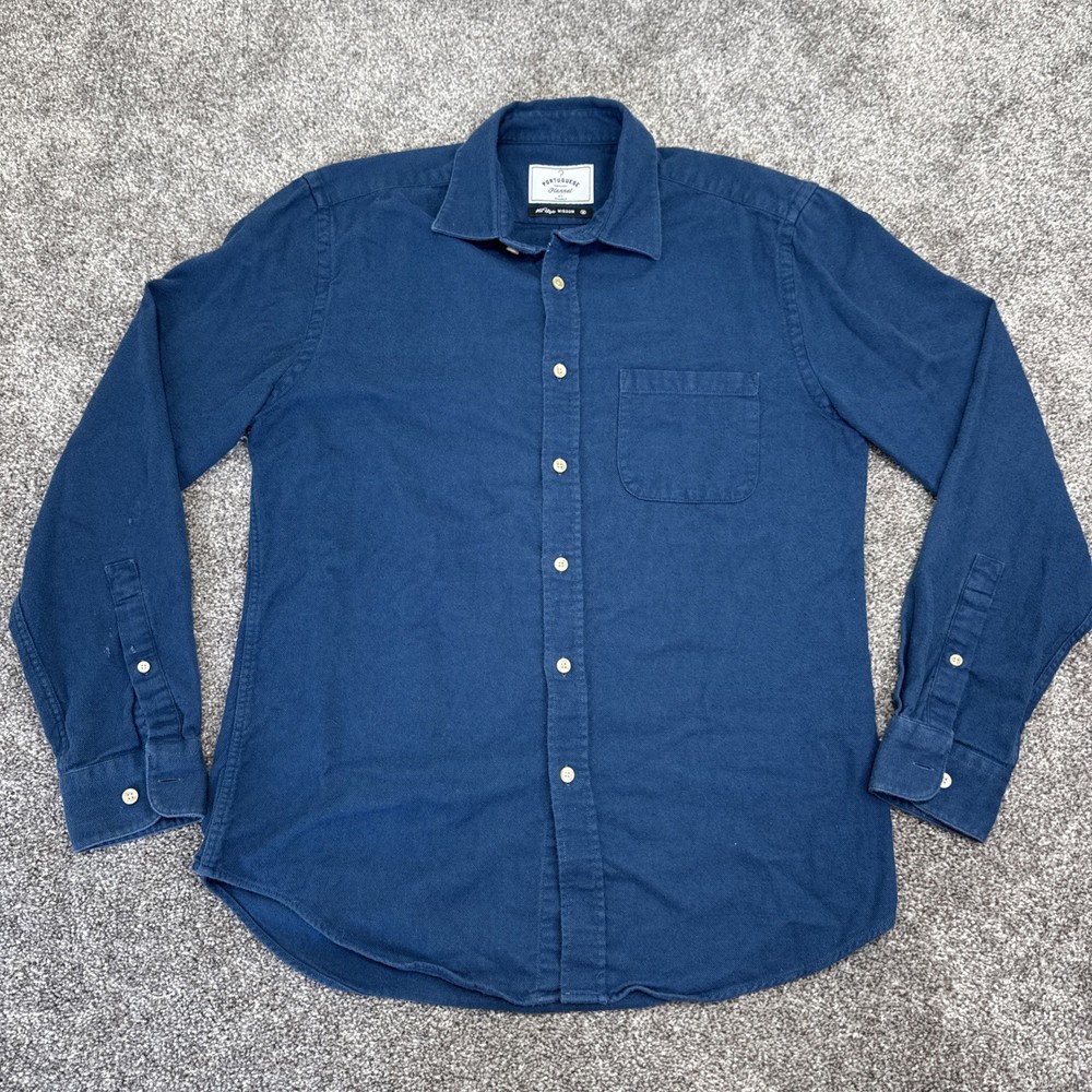 Portuguese Flannel Shirt Native Knowledge Mens Medium Long Sleeve Button Blue