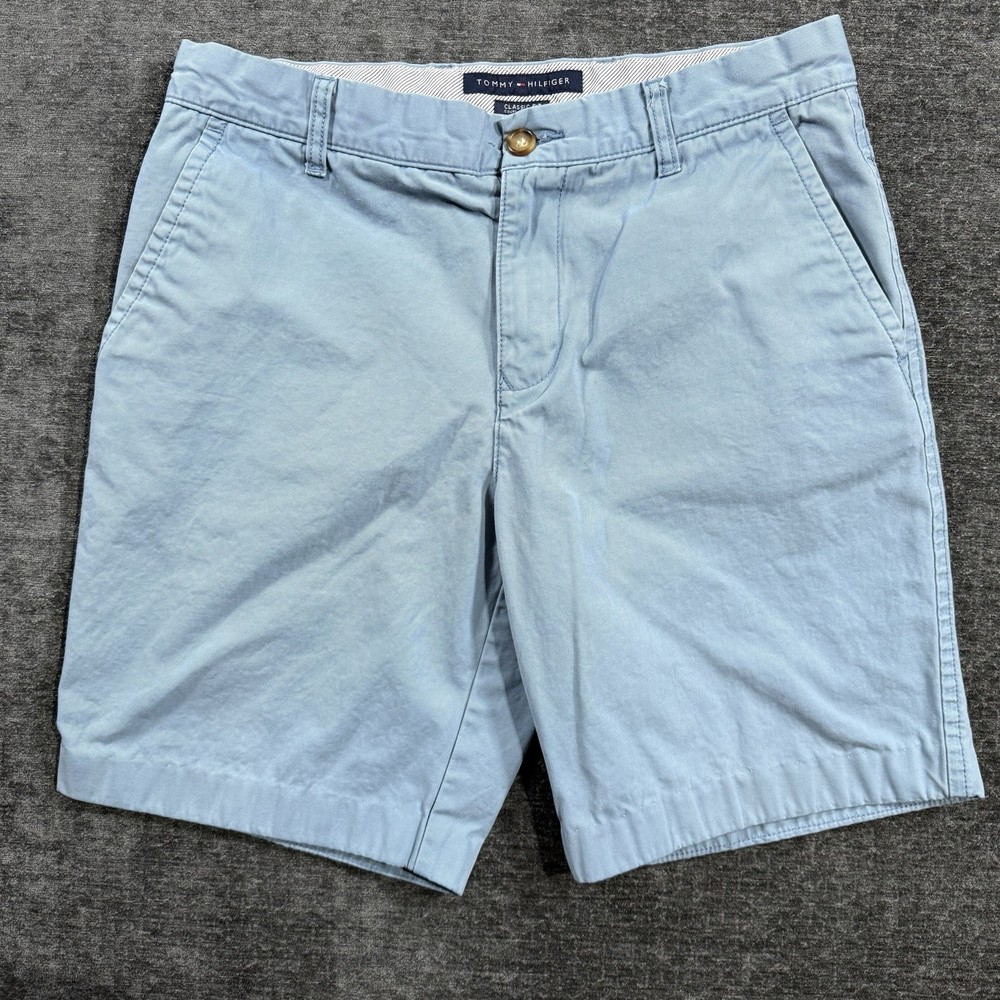 Tommy Hilfiger Classic Fit Light Blue Chino Shorts Men’s Size 31 Preppy Casual