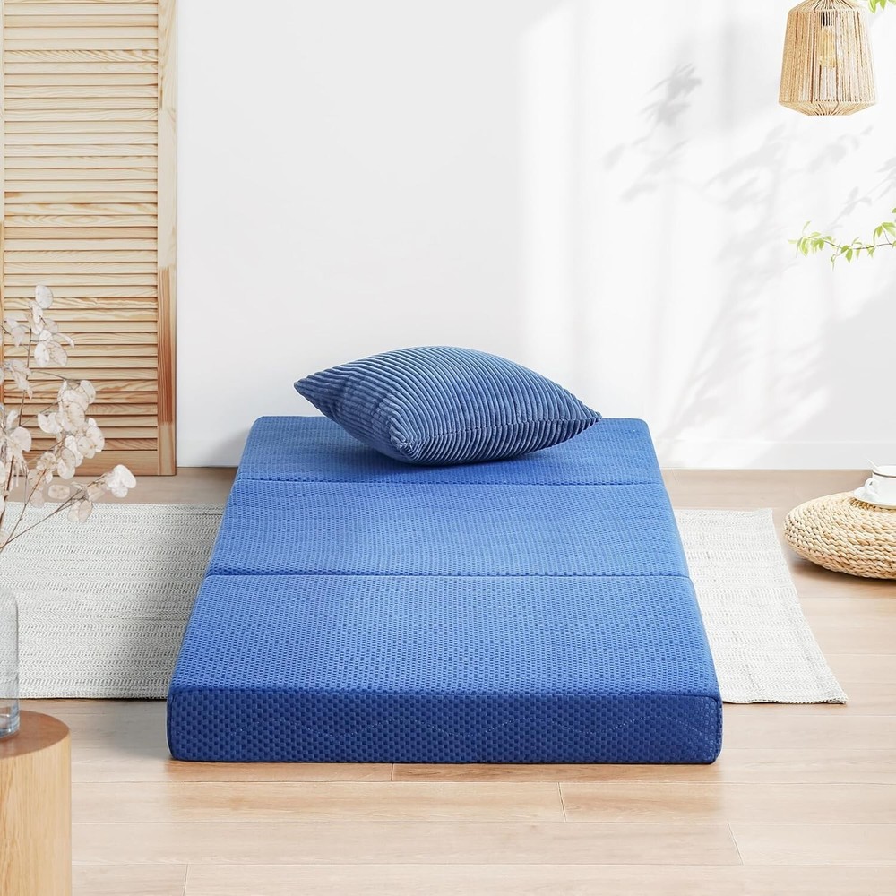 Portable 4-Inch Gel-Infused Memory Foam Mattress Topper - Twin Size, Washable