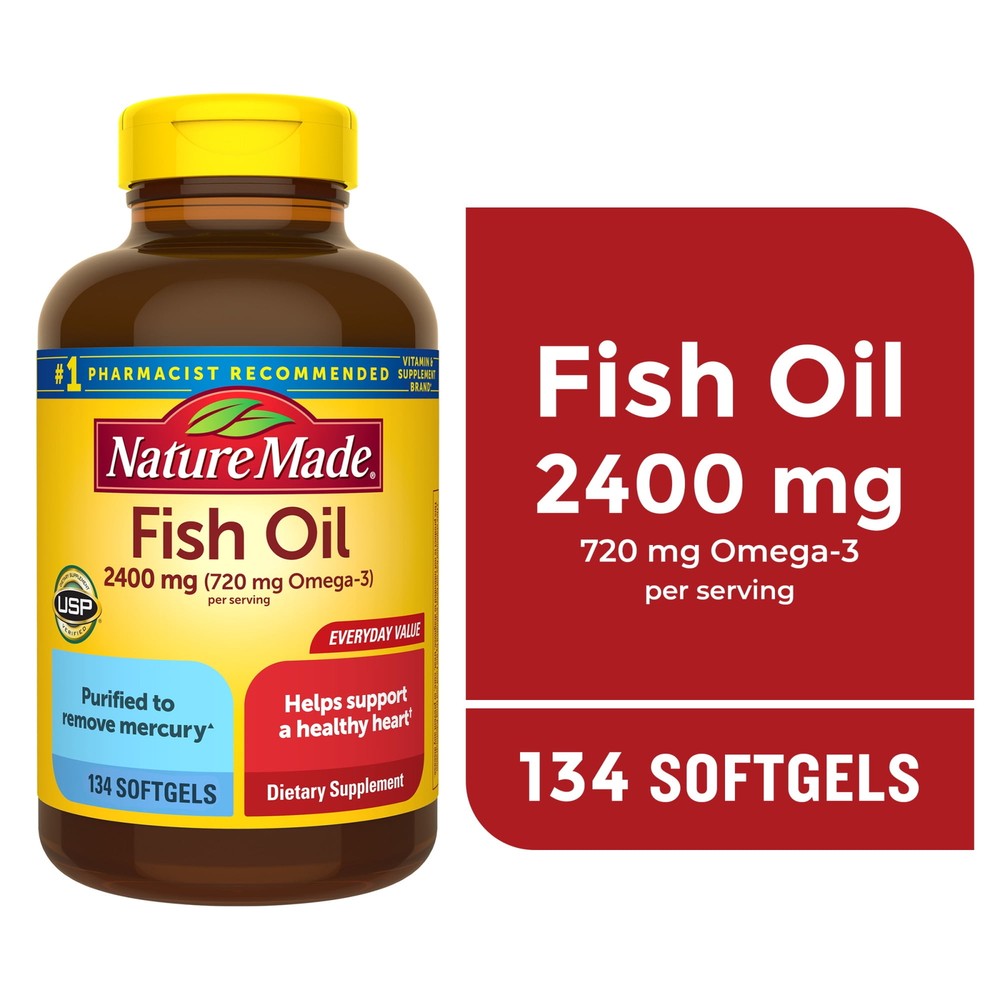Nature Made Fish Oil, 2400 mg/Serving, Omega 3, 134 Softgels