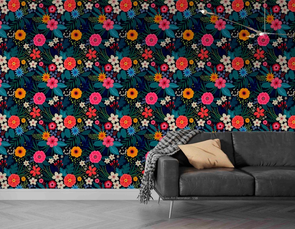 3D Baroque Style Flowers Pattern Wall Murals Wallpaper Murals Wall Sticker 32