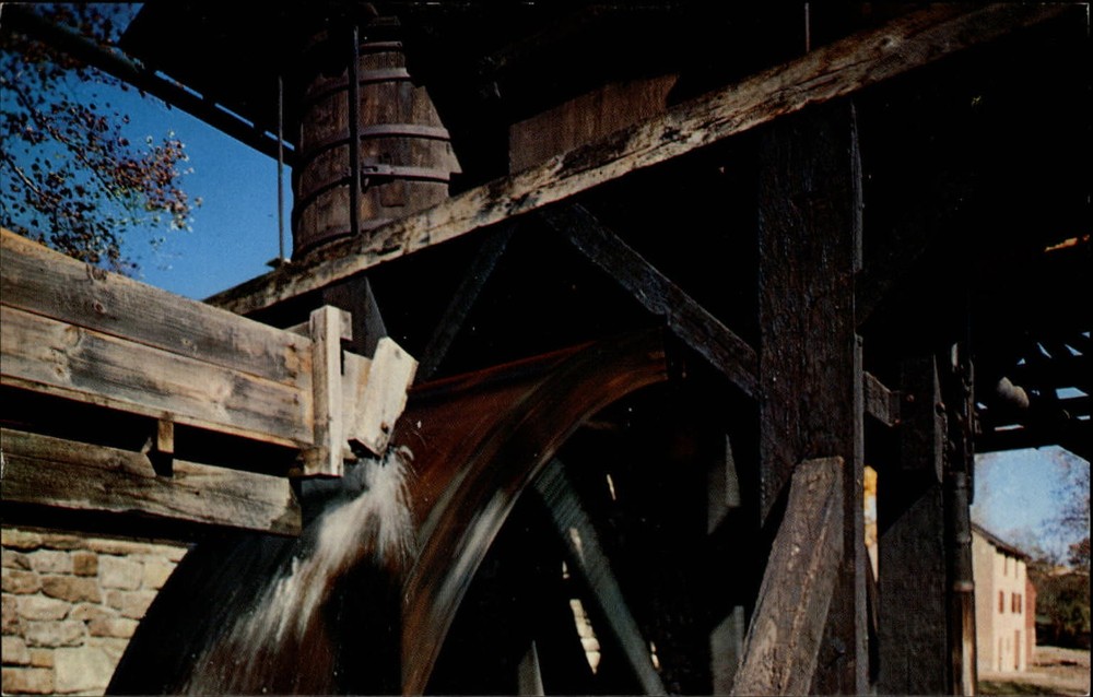 Water Wheel Hopewell Village Birdsboro Pennsylvania ~ 1962 vintage postcard