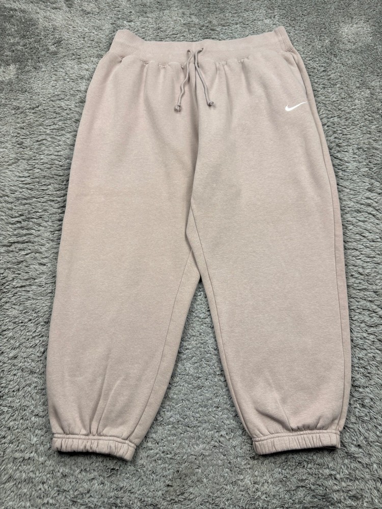 Nike Sweatpants Women 2X Beige Sportswear Phoenix Fleece High Rise Taper Joggers