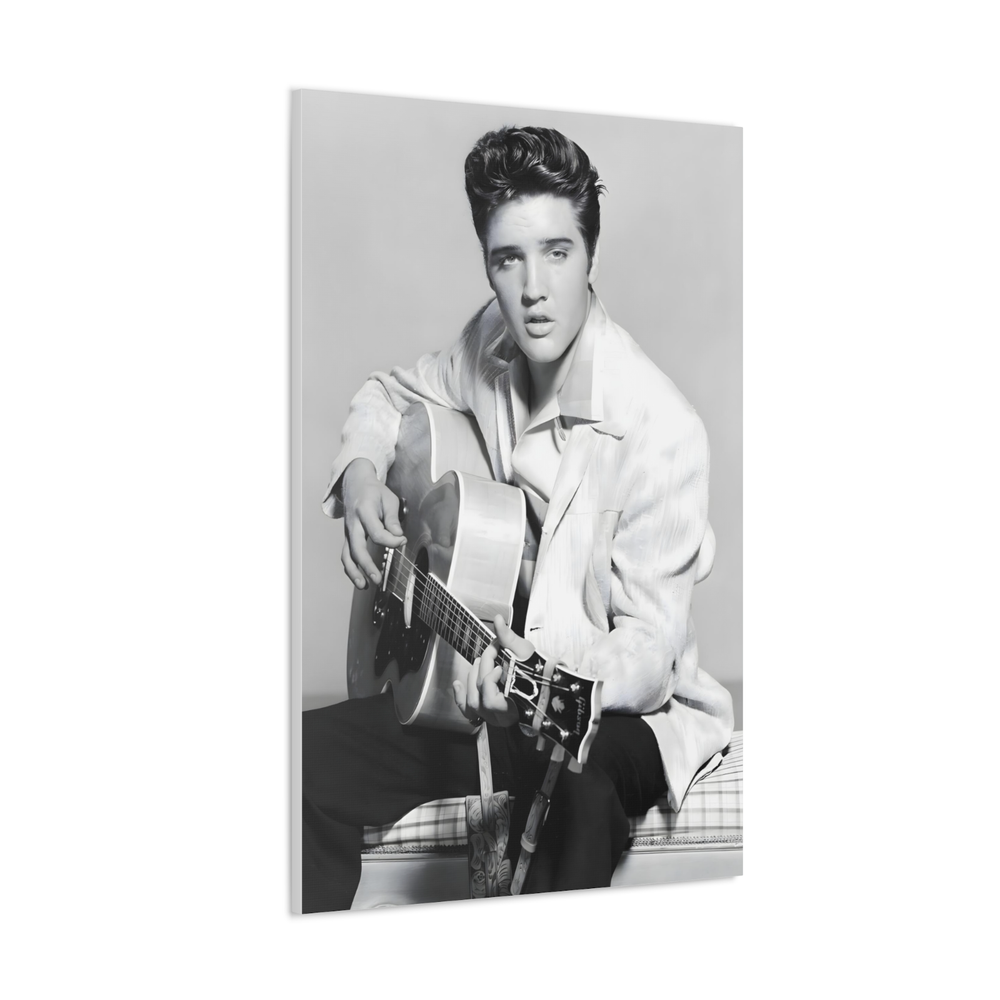 Elvis Presley Canvas King Of Rock Music Black And White Wall Art Decor