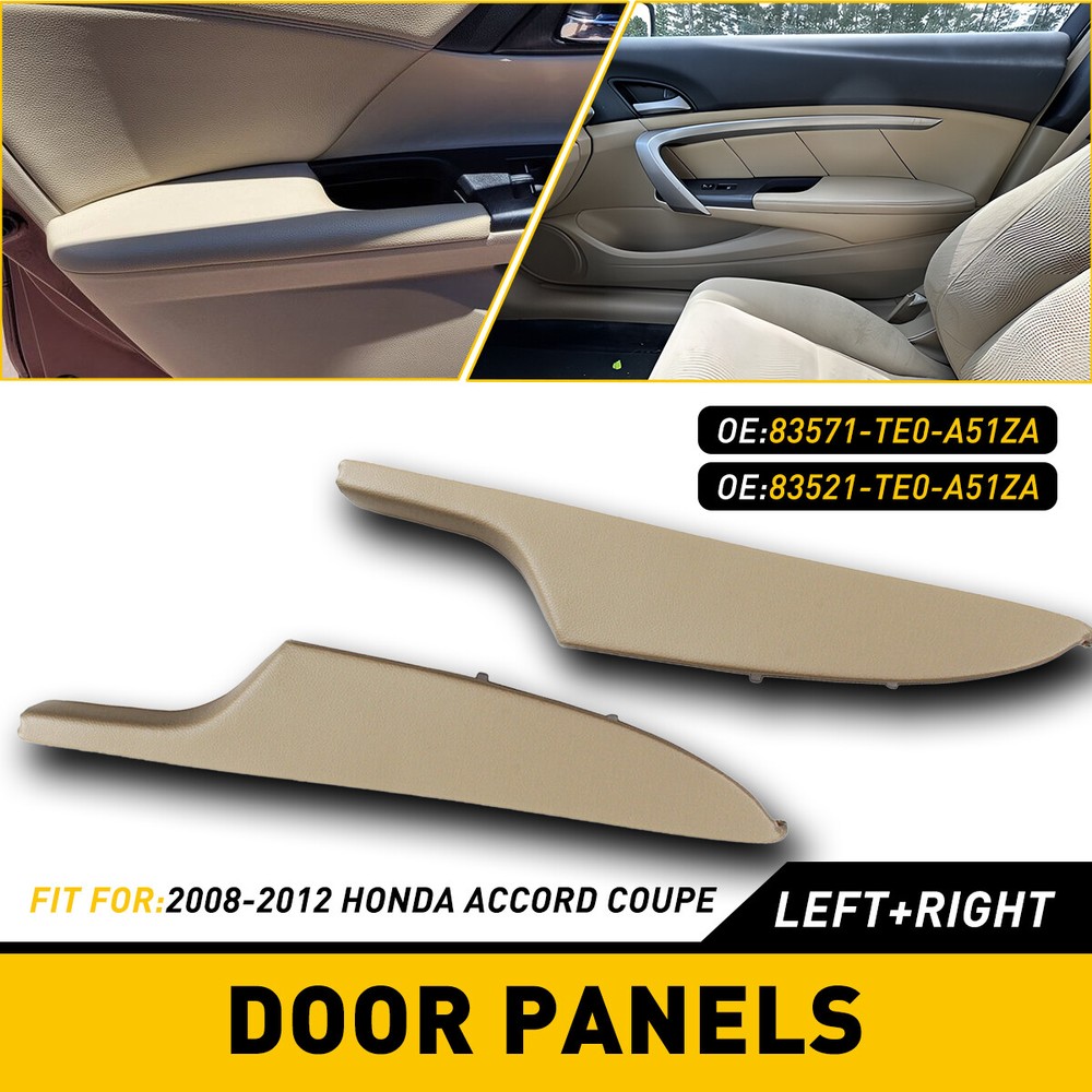 2x Fit For HONDA Accord Coupe Beige Leather Front Pair Door Panels Armrest Cover