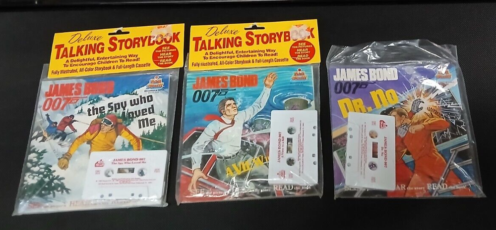 Vintage James Bond 007 Deluxe Talking Storybook & Cassette Set Lot of 3
