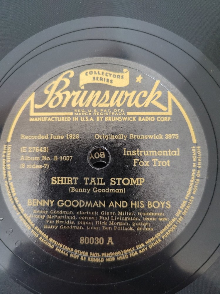 Benny Goodman & His Boys – Shirt Tail Stomp 78 RPM Record 1928 Brunswick Jazz